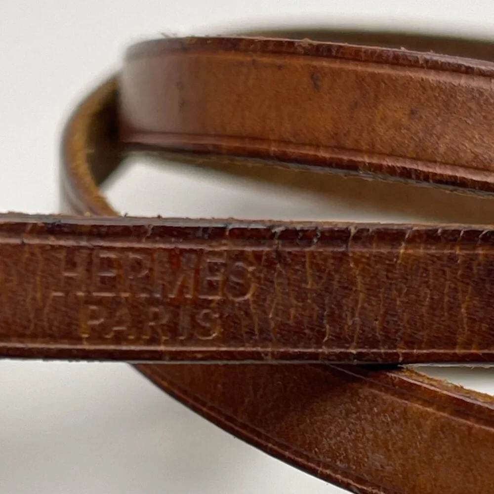 Hermès Vintage Hapi 4 Tours Leather Bracelet w/ Palladium Plated Buckle-Preowned